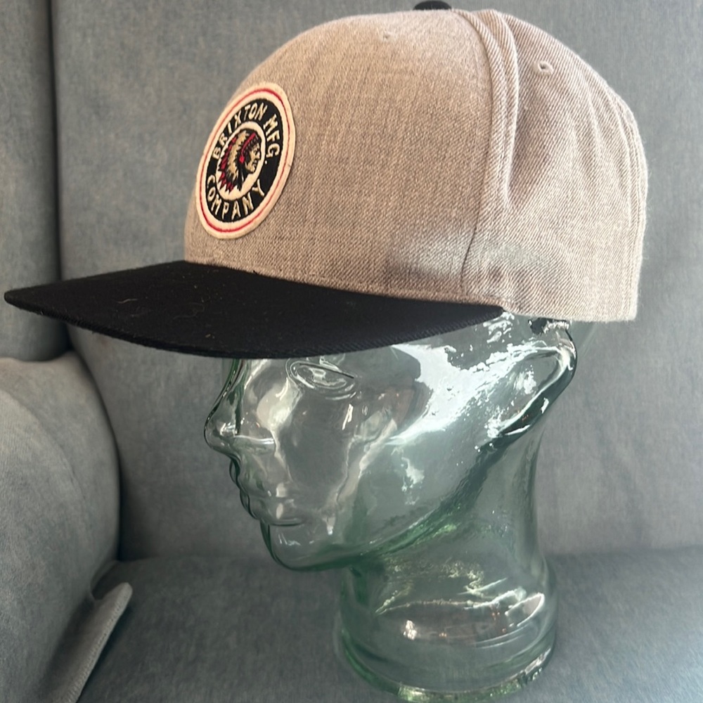 Grey Brixton Mfg adjustable hat with navy lid